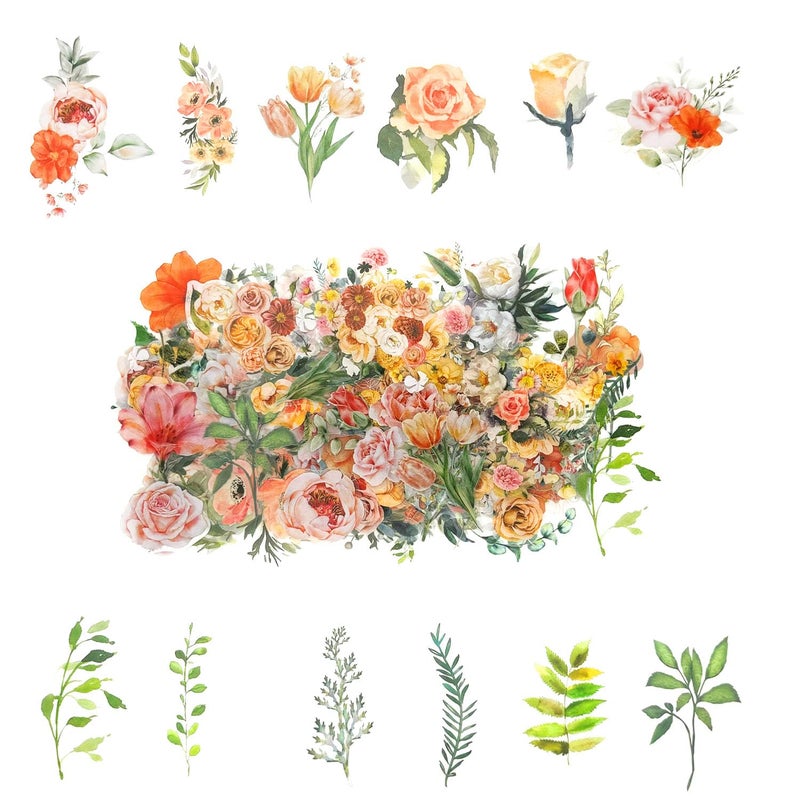 Obujopal 100 Pcs Natural Botanical Flower Stickers, Wildflower Stickers for Scrapbooking Junk Journal Notebook Diary Planner Letter Envelope Water Bottle Phone Case Craft Decoration (Wildflower) - Image 1