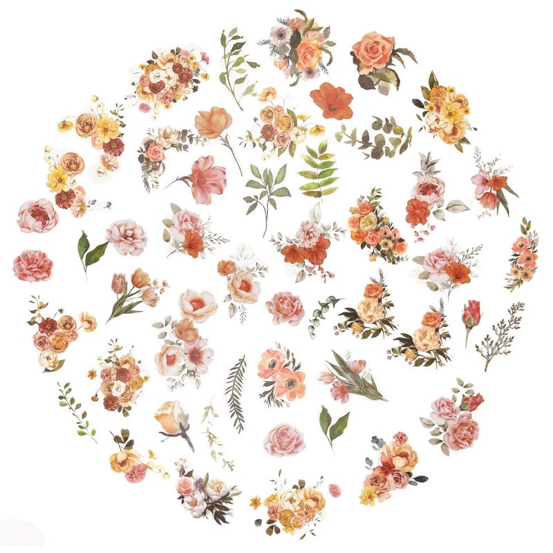 Obujopal 100 Pcs Natural Botanical Flower Stickers, Wildflower Stickers for Scrapbooking Junk Journal Notebook Diary Planner Letter Envelope Water Bottle Phone Case Craft Decoration (Wildflower) - Image 2