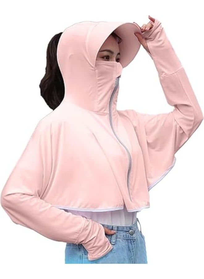 Alexvyan Pink Size-L Women's UV Protection Jacket, Lightweight Summer Sun Screen Hoodie with Visor, UPF 50+ Protection for Outdoors, Shirt Full Zipper Sun Protection Jacket- FIT 50-65 KG - Image 2