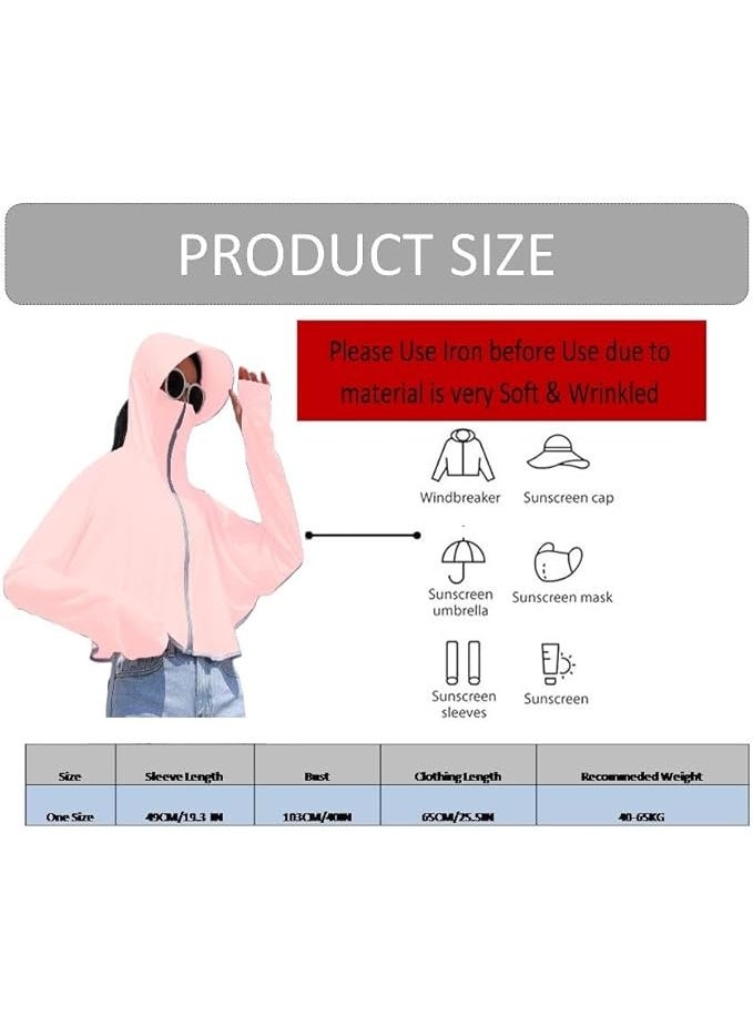 Alexvyan Pink Size-L Women's UV Protection Jacket, Lightweight Summer Sun Screen Hoodie with Visor, UPF 50+ Protection for Outdoors, Shirt Full Zipper Sun Protection Jacket- FIT 50-65 KG - Image 4