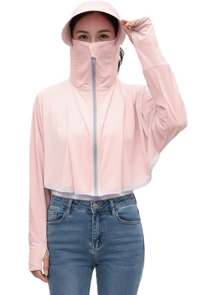 Alexvyan Pink Size-L Women's UV Protection Jacket, Lightweight Summer Sun Screen Hoodie with Visor, UPF 50+ Protection for Outdoors, Shirt Full Zipper Sun Protection Jacket- FIT 50-65 KG - Image 3