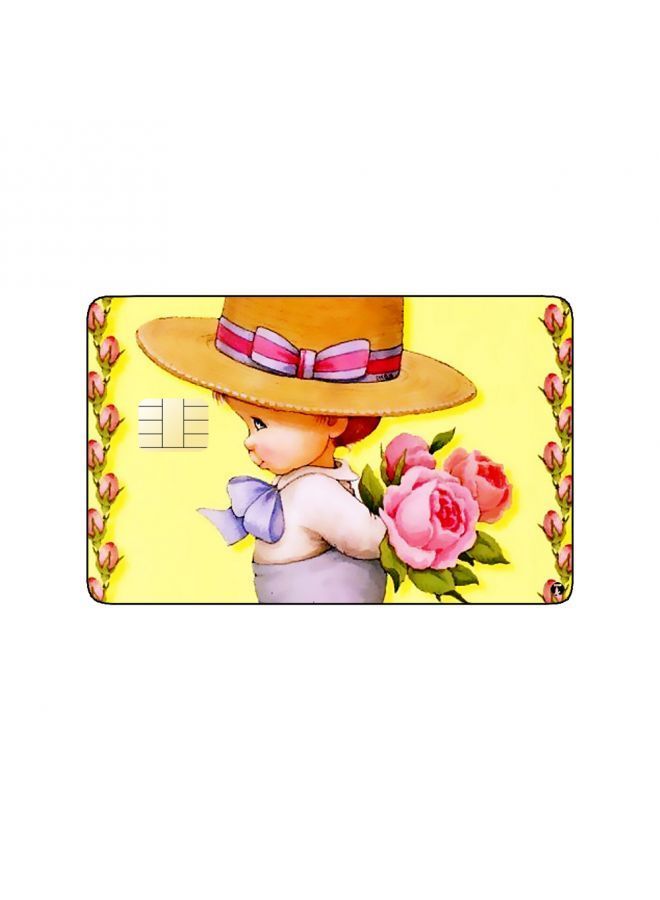 RKN PRINTED BANK CARD STICKER Cute Boy Drawing With Hat And Roses - Image 1