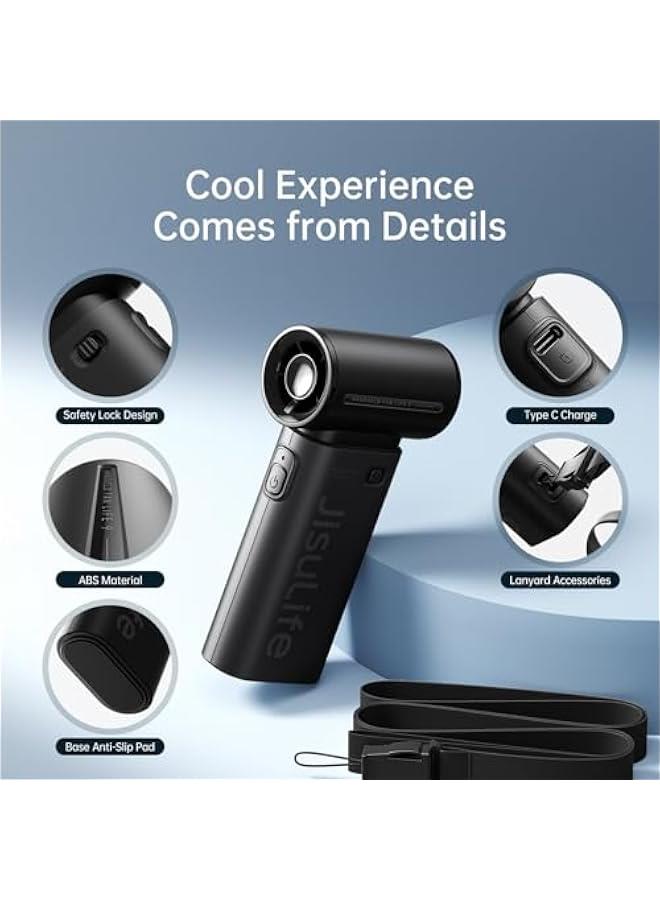Loquat Portable Handheld Fan, 5000mAh Powerful Mini Turbo Fan, 22H Max Cooling Time, 40000 RPM Hight Speed, 5 Speeds Rechargeable, Small Pocket Design, Personal Travel Essentials for Women Men Black - Image 5