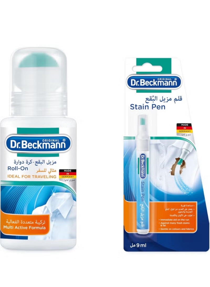 Dr. Beckmann Stain Remover Roll On 75 Ml + Stain Pen 9 Ml - Travel Friendly - Easy to carry - Effective & Easy Stain Remover - Gentle on Color & Fabrics - Quick Action - Works on All Stains - Image 1