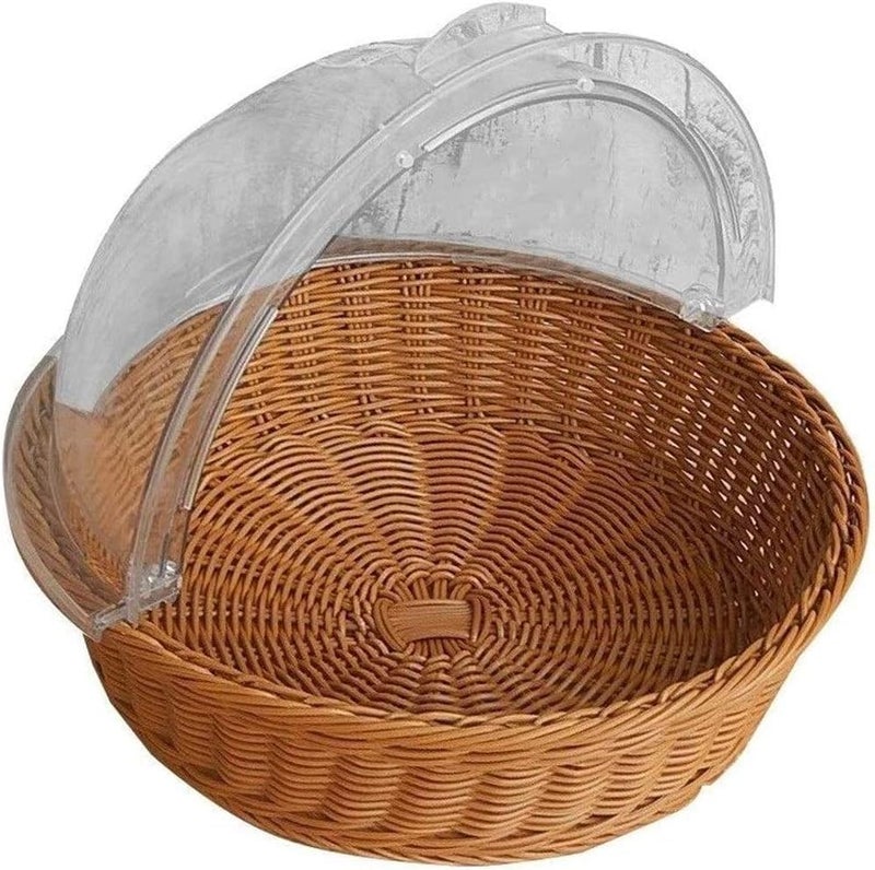 Paulsons Hospitality Round Bread Basket Fruit Basket with Transparent Dome Lid Basket For Restaurant/Home/Hotel Round Food Storage Basket Cake Stand Dome15"x4" (Pack of 1Pc)  - Image 3