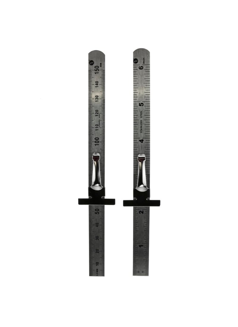 SE SE Stainless Steel SAE Metric Ruler Set - Stainless Steel Precision Ruler Measuring Tool - Detachable Clips - Set of 2 Pcs - 925PSR-2  - Image 1