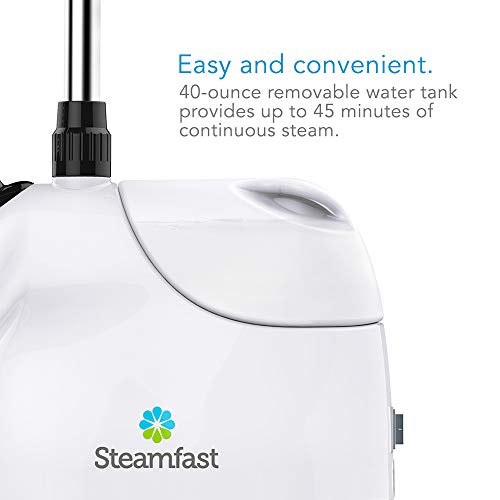 Steamfast SF-407 Canister Fabric Steamer, With Telescopic Pole and Fabric Brush, 45 Second Heat Up Time, Chemical-Free Steam, Clothes Hook, Fabric Brush, 40-Ounce Water Tank, White - Image 3