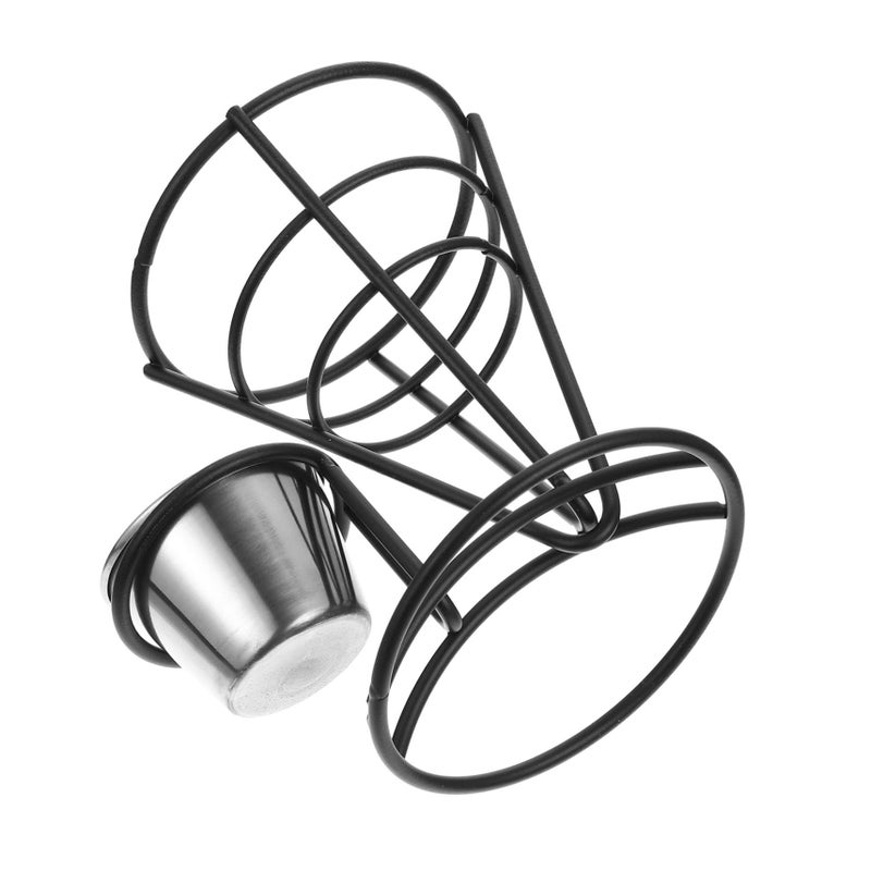 Stainless Steel Cone French Fry Stand with Sauce Cup Holder Portable Snack Basket for Home Party Restaurant - Image 2