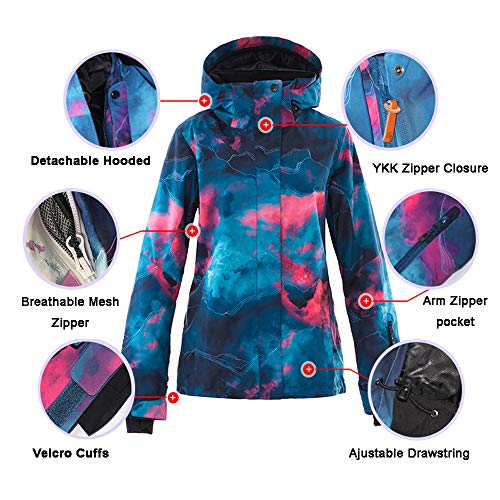 GS SNOWING Women's Ski Jackets and Pants Set Windproof Waterproof Insulated Snowsuit Winter Warm Snowboarding Snow Coat (Black03, M) - Image 5