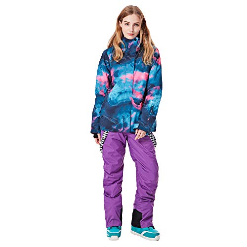 GS SNOWING Women's Ski Jackets and Pants Set Windproof Waterproof Insulated Snowsuit Winter Warm Snowboarding Snow Coat (Black03, M) - Image 2