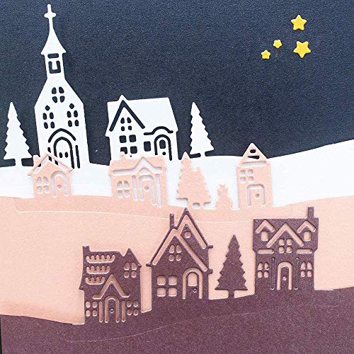 Hying Christmas Village House Cutting Dies Set, Tree Star Cloud City Die Cuts for Card Making Winter Holiday Family Dies Stencil Embossing Tool Scrapbooking DIY Etched Craft Dies - Image 2