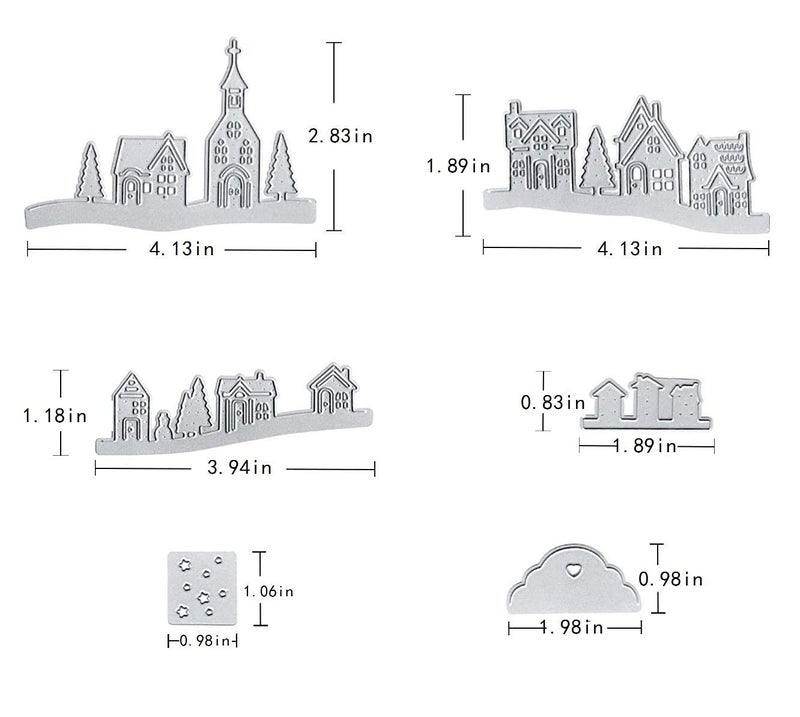 Hying Christmas Village House Cutting Dies Set, Tree Star Cloud City Die Cuts for Card Making Winter Holiday Family Dies Stencil Embossing Tool Scrapbooking DIY Etched Craft Dies - Image 5