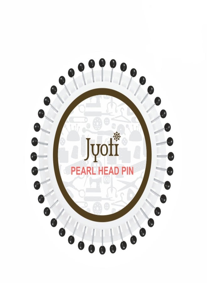Jyoti Pearl Head Pins Round Black for Tailoring, Dressmaking, Crafting, Sewing, College Projects, Ornament, Patch Work, Decorating, Hijab, & Scarf for Women # 22754 (40 Pins on a Wheel) - Pack of 5 - Image 2