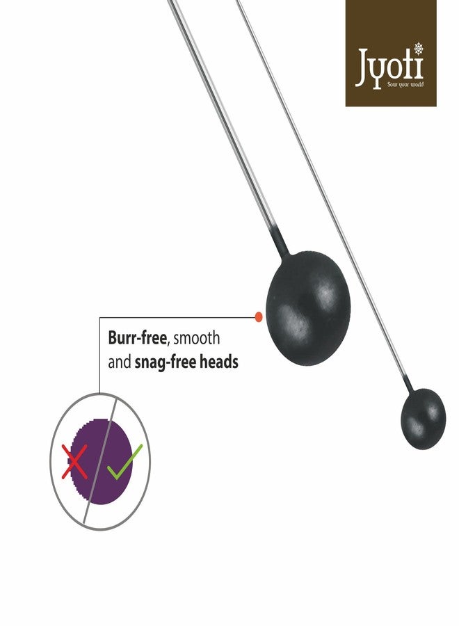 Jyoti Pearl Head Pins Round Black for Tailoring, Dressmaking, Crafting, Sewing, College Projects, Ornament, Patch Work, Decorating, Hijab, & Scarf for Women # 22754 (40 Pins on a Wheel) - Pack of 5 - Image 3