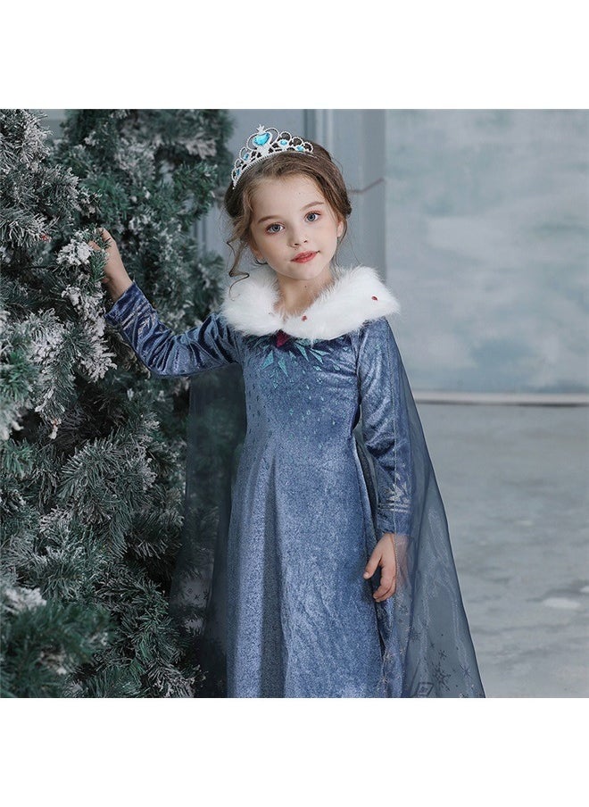 yongsheng Princess Costume 130cm， Costume Dress Girl's，Dressy Toddler Little Girls' Ice Princess Dress Costume Birthday Fancy Party Dresses  - Image 3