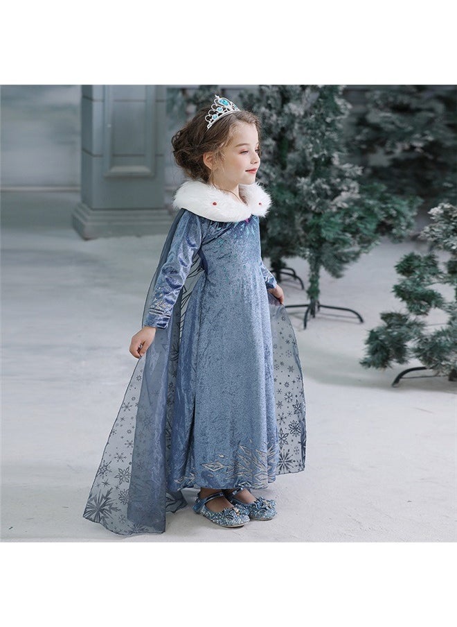 yongsheng Princess Costume 130cm， Costume Dress Girl's，Dressy Toddler Little Girls' Ice Princess Dress Costume Birthday Fancy Party Dresses  - Image 4