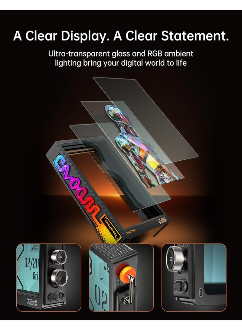 Divoom Divoom Times Frame-10.1" Transparent Digital Picture Frame Smart Linux OS with RGBLED Rotary Knob WiFi 64GB 400+Clock Faces Widget 50+API Feeds Gift Mode Pixel Art Community Personalized Data Display  - Image 3