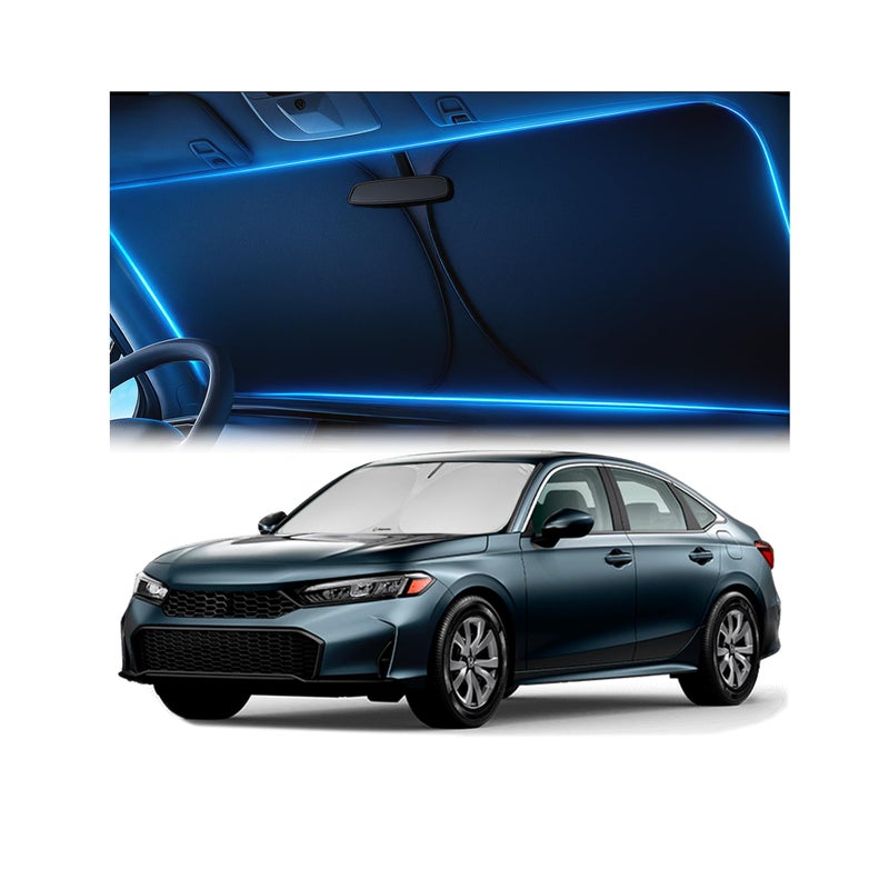 Magnelex Windshield Sunshade for Honda Civic 2022 2023 2024 2025 2026 - Innovative No-Light-Pass Technology, Mirror Cut-Out, Blocks 99% UV Rays, Fade-Resistant, Easy-Fold Civic Windshield Sun Shade - Image 1