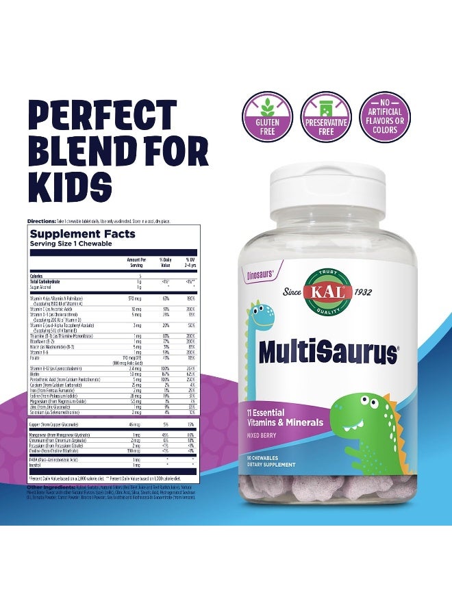 KAL MultiSaurus Kids Chewable Vitamins Mixed Berry - Image 2