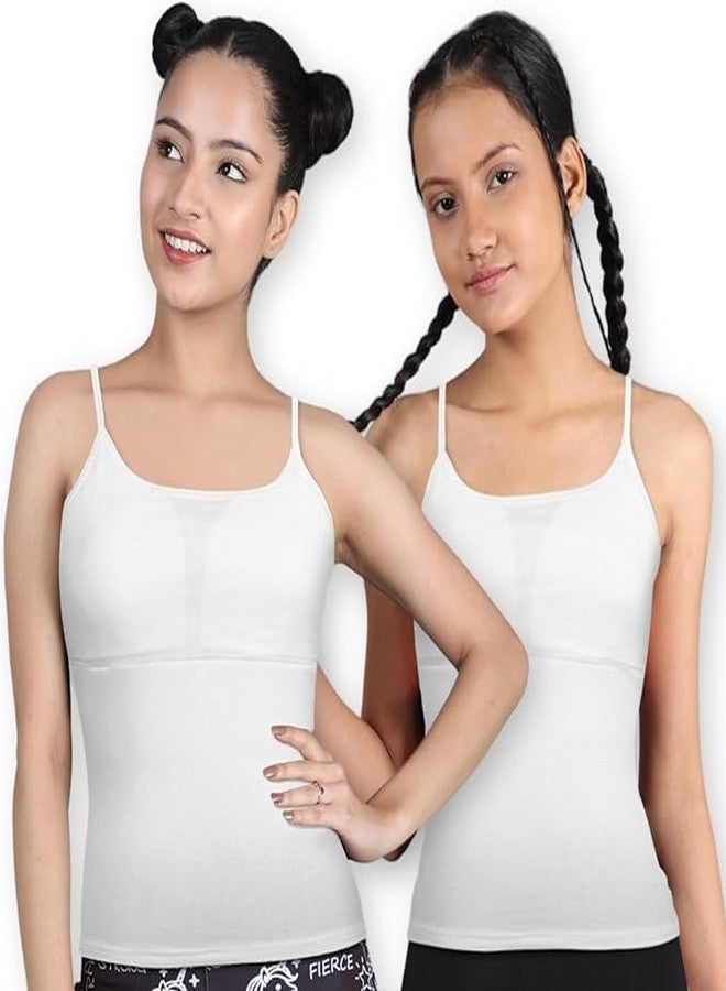 Hivata Women Sameej Baby Girls Soft Cotton Printed Vest Inner Wear for Infants Sando Vest Kids Toddler Camisole Baniyan White Color Vest Pack of 2 (Medium (10-12Y Year)) - Image 1