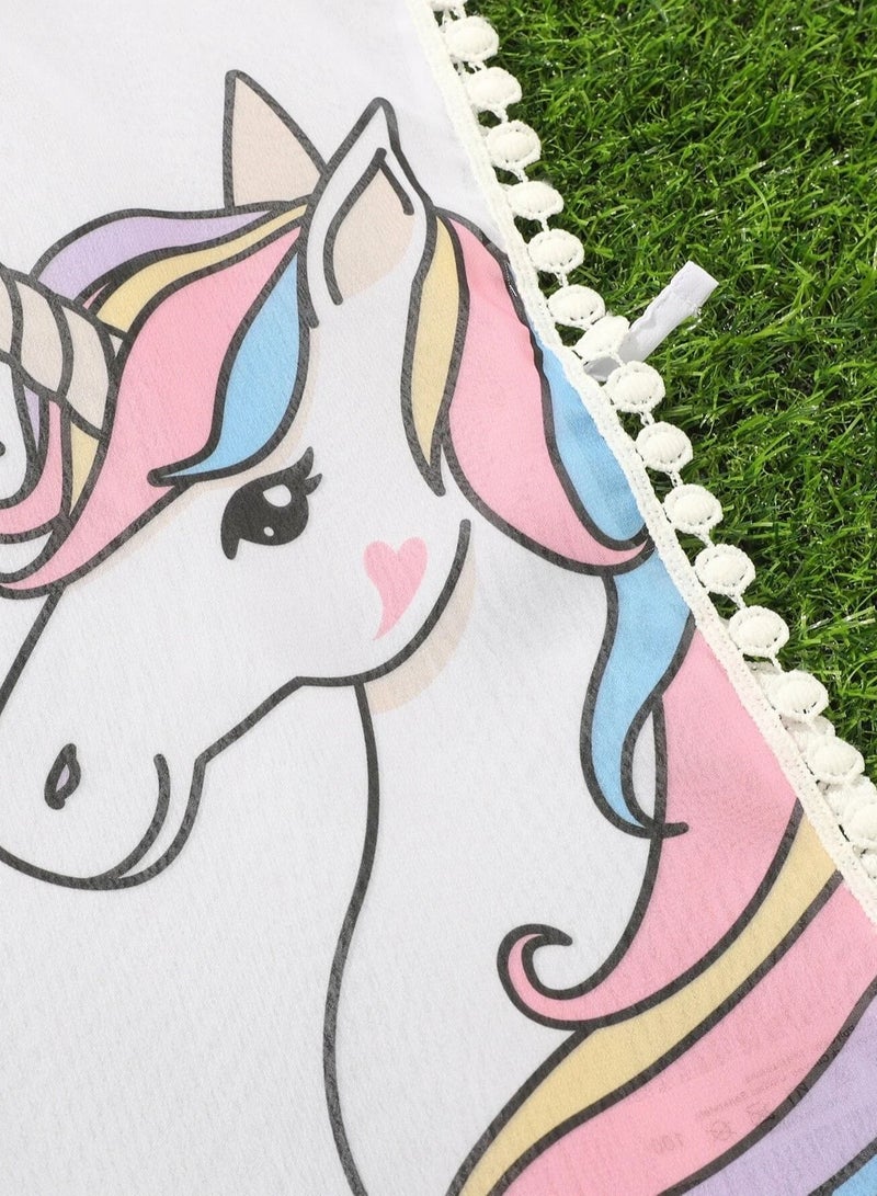 Cashew Swimsuit Unicorn cartoon Print Girls One Piece Beachwear Cover Up  - Image 2
