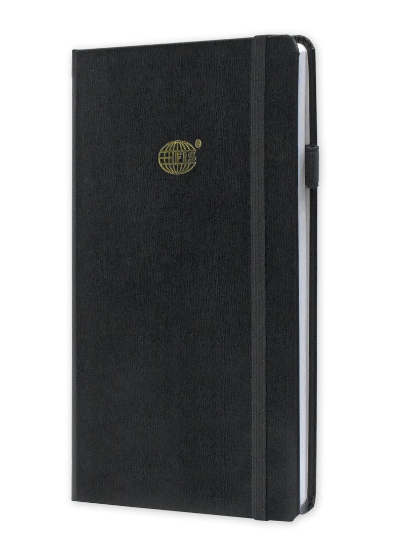 FIS FIS Budget Planner with Elastic Pen Loop German Bonded Leather, Size A5, White Paper, 100 GSM, 128 Pages, Hard Cover, Round Corners, Colour Black - FSORA5BPLANBLBK  - Image 1