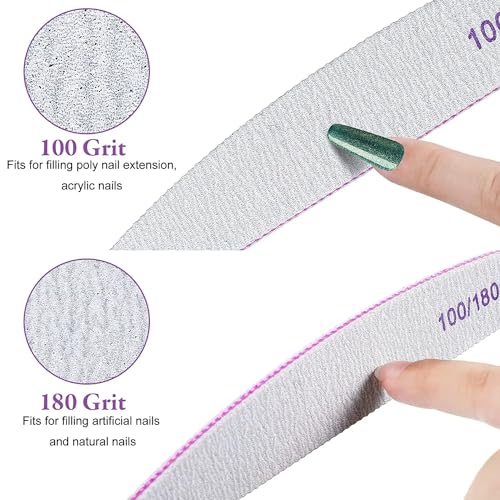 Pinpai 10 Pcs Professional Nail filers 100/180 Grit in 5 Different Shapes - Image 4