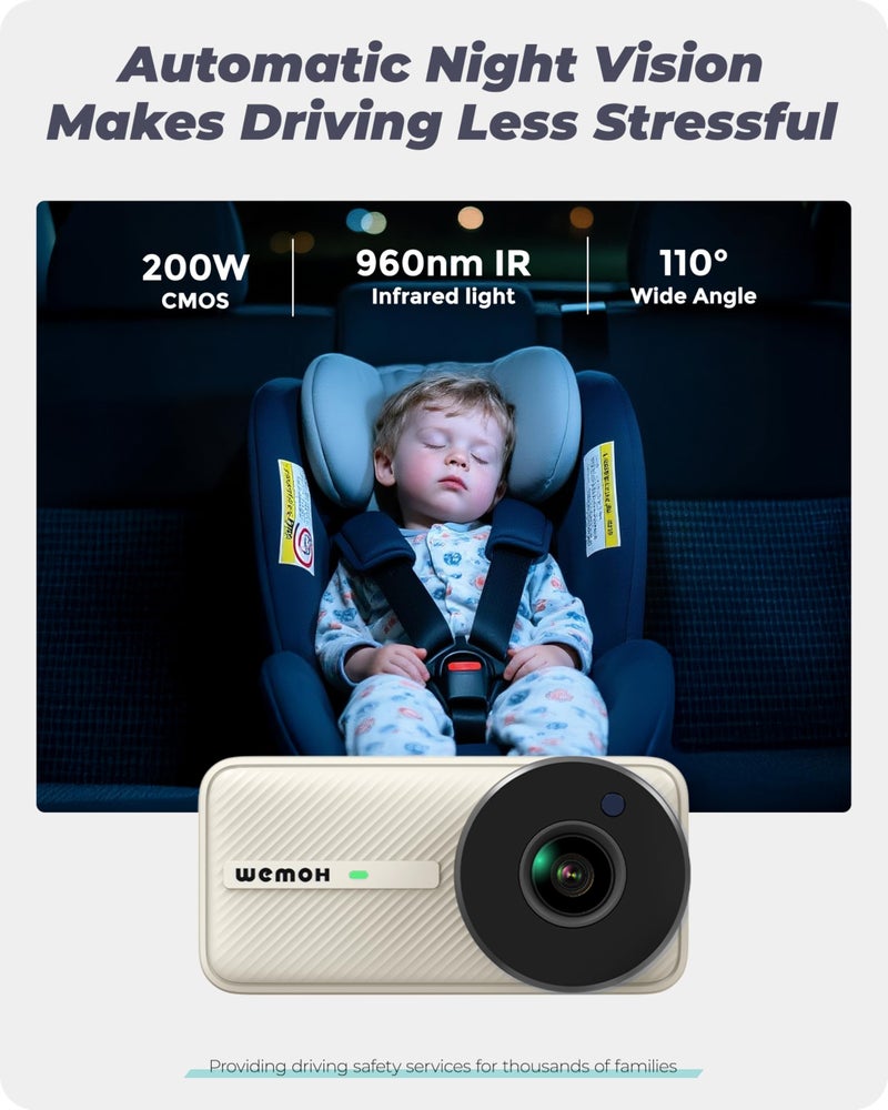 WEMOH NO.1 Magnetic Baby Car Camera with 1080P IPS Monitor, Auto Night Vision & Magnetic Mount â€“ 5" Display, Zoom/Mirror Modes, USB Powered, 5-Minute Setup, for Rear-Facing Infant, White - Image 5