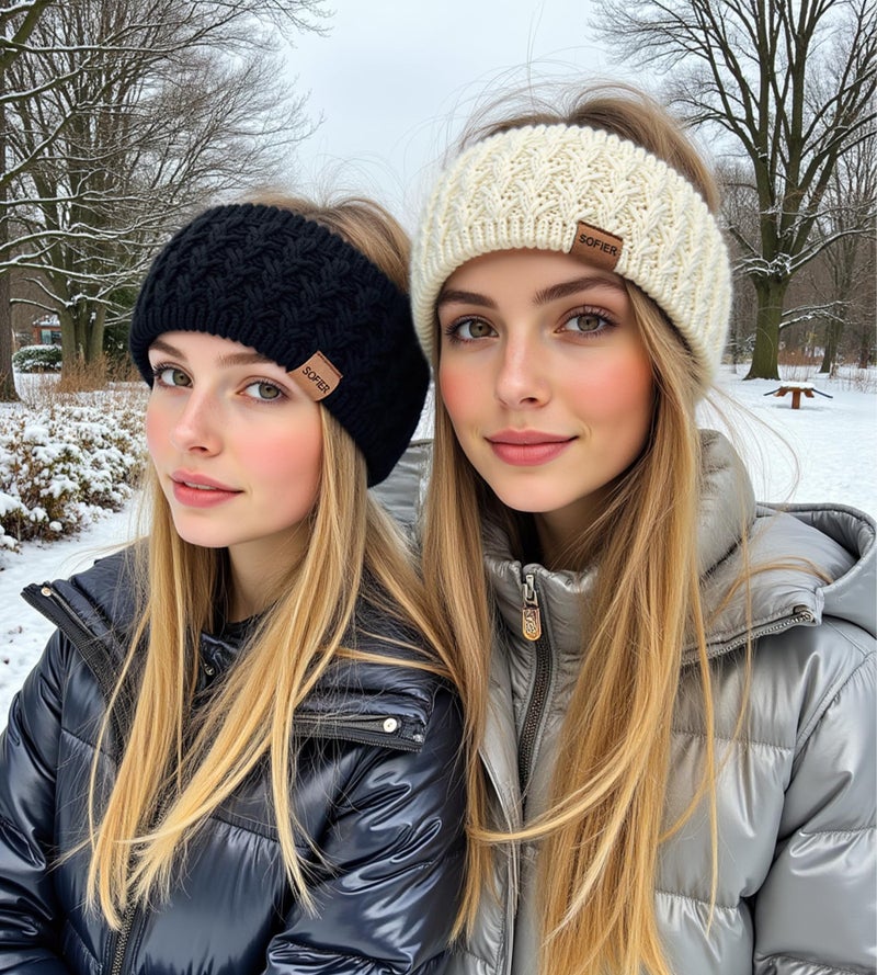 Sofier Winter Headbands for Women 3 Packs Knit Ear Warmers Soft Fuzzy Fleece Lined Cold Weather Ear Muffs Christmas Stocking Stuffers Gifts - Image 4