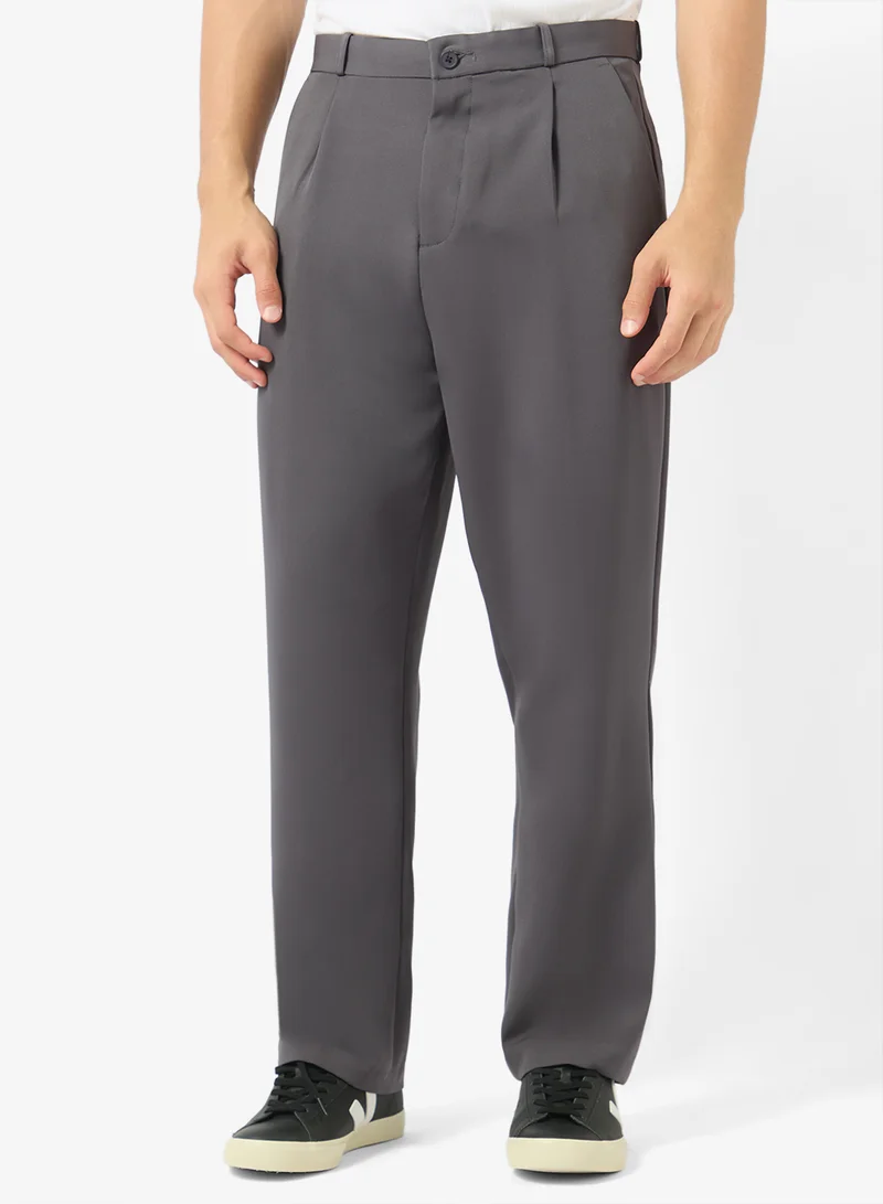 Robert Wood Men High-Waist Tailored Straight-Leg Trousers