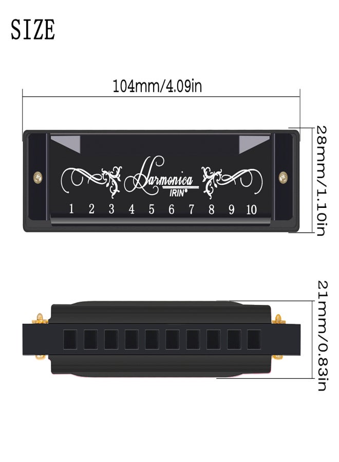 IRIN 10-Hole Harmonica Key of C 20-Tone Musical Gift with Storage Case for Beginner  Student - Image 3