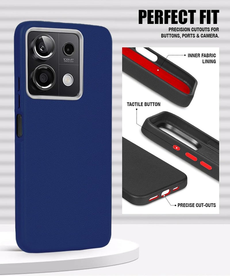 WOW IMAGINE Back Cover for Xiaomi Mi Redmi Note 13 5G | Ultra Slim Flexible Non-Slip Grip | Inner Fabric | Metal Camera Ring & Lightweight Soft Silicone Mobile Case – Blue - Image 3