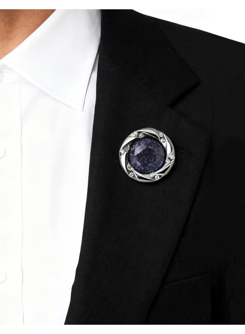 DB Innov. Pin Brooch, Silver Frame Round Brooch, 1PC Premium Copper Pin Brooch for Women Men Children, Lapel Pins Shirt Collar Brooch Buckle Lapel Pins Badge Suit Clip Accessory for Clothing Bags Jackets Shirts. - Image 1