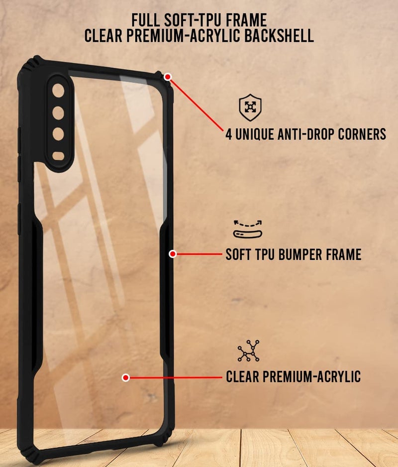 Jkobi Back Cover Case for Vivo Y12 | Y15 | Y17 (Shockproof with Polycarbonate Clear Panel | Professional Black) - Image 2