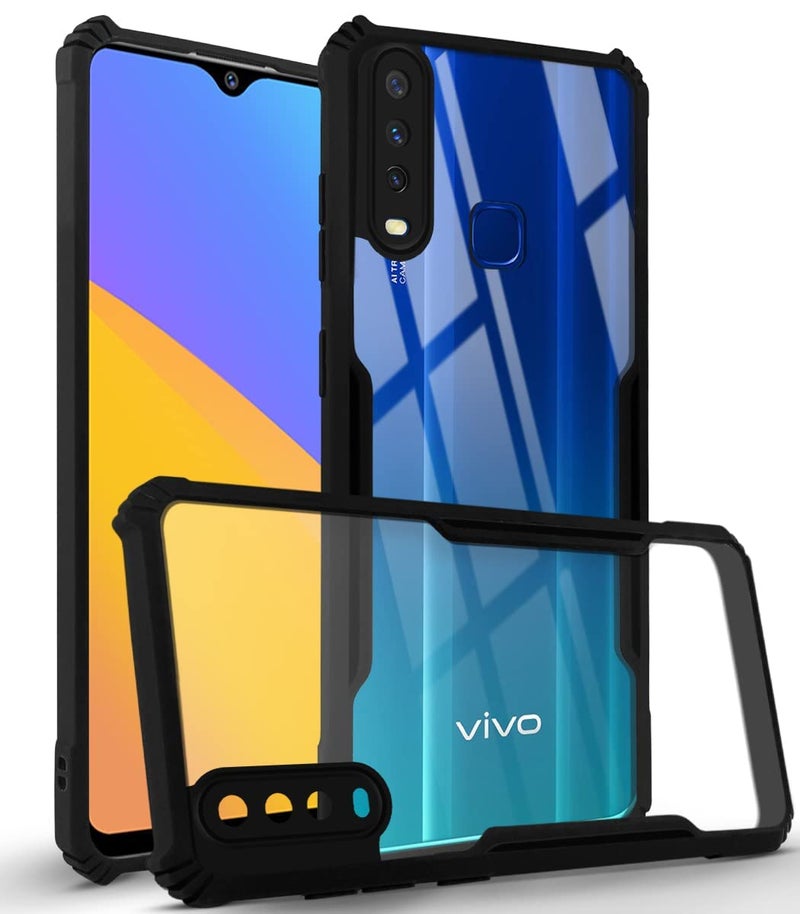 Jkobi Back Cover Case for Vivo Y12 | Y15 | Y17 (Shockproof with Polycarbonate Clear Panel | Professional Black) - Image 1