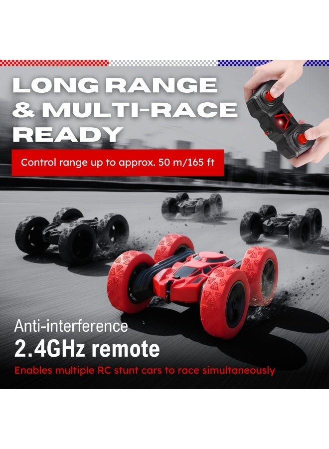 NEXSO Remote Control Car 4WD RC Stunt Car with 360° Rotation, 180° Flip | Dual Motors, LED Lights, 90+ min Playtime, 2.4GHz Remote, Rechargeable Off-Road Toy Car for Kids Boys Girls (Red) - Image 4