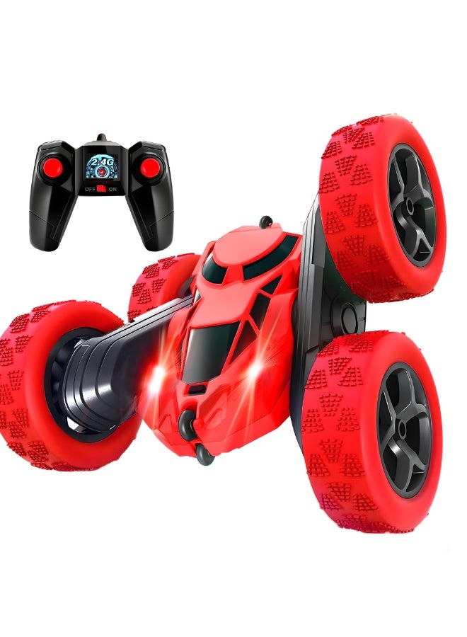 NEXSO Remote Control Car 4WD RC Stunt Car with 360° Rotation, 180° Flip | Dual Motors, LED Lights, 90+ min Playtime, 2.4GHz Remote, Rechargeable Off-Road Toy Car for Kids Boys Girls (Red) - Image 1
