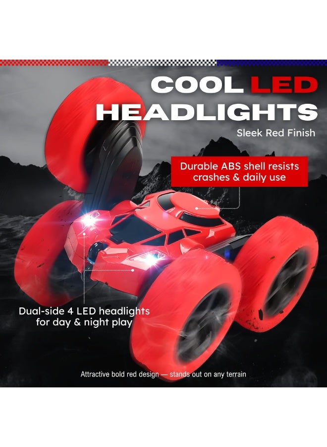NEXSO Remote Control Car 4WD RC Stunt Car with 360° Rotation, 180° Flip | Dual Motors, LED Lights, 90+ min Playtime, 2.4GHz Remote, Rechargeable Off-Road Toy Car for Kids Boys Girls (Red) - Image 5