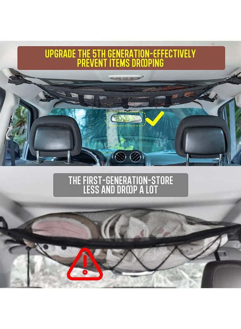 Car Ceiling Cargo Net Pocket Storage Net 29.5x19.7 Adjustable D-Buckle to Reduce Sagging Car Roof Storage Organizer Double-Layer Mesh Road Trip Camping and Overlanding Gear - Image 3