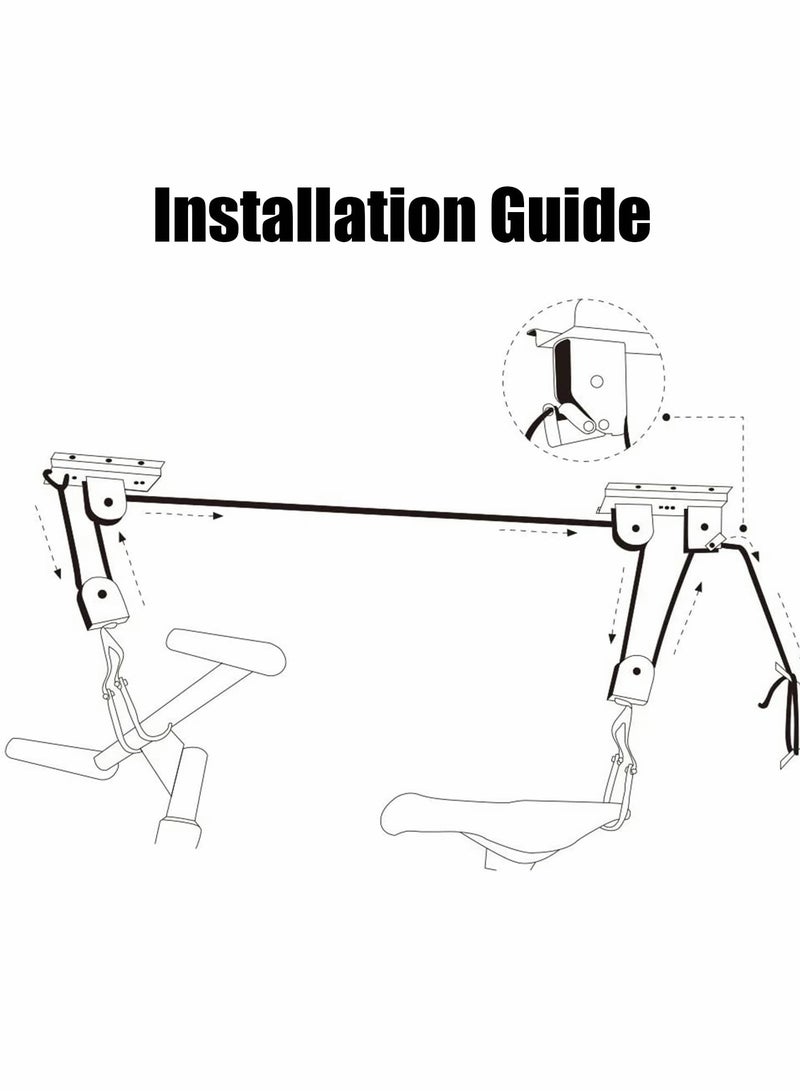 Excefore Bike Lift Hoist, Bicycle Hoist for Garage Storage, Heavy Duty Ceiling Mountain Bicycle Hanger Pulley Rack, 30kg Capacity Steel Strong Durable for Mountain Bikes Road Bikes  - Image 5