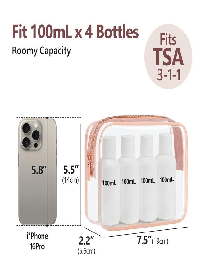 PACKISM Clear Makeup Bag - TSA Approved Toiletry Bag 3 Pack Medium, Quart Size Bag for Travel Size Toiletries Clear Toiletry Bag, Carry on Airport Airline Compliant Bag, Rose Pink - Image 3