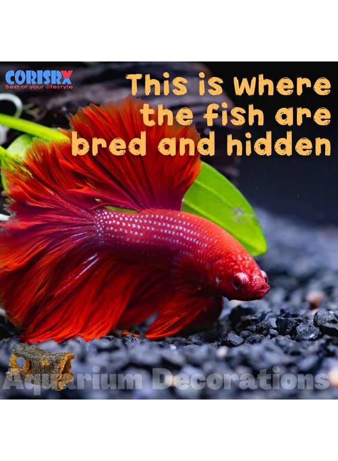 CORISRX Aquarium Hide Log Betta Fish Tank accessorie Decoration - Resin Artificial Tree Trunk Ornament for Fish Tank Betta Hideout Cave Decor - Small Tree Log with Hollow for Aquarium Accessories - Image 5