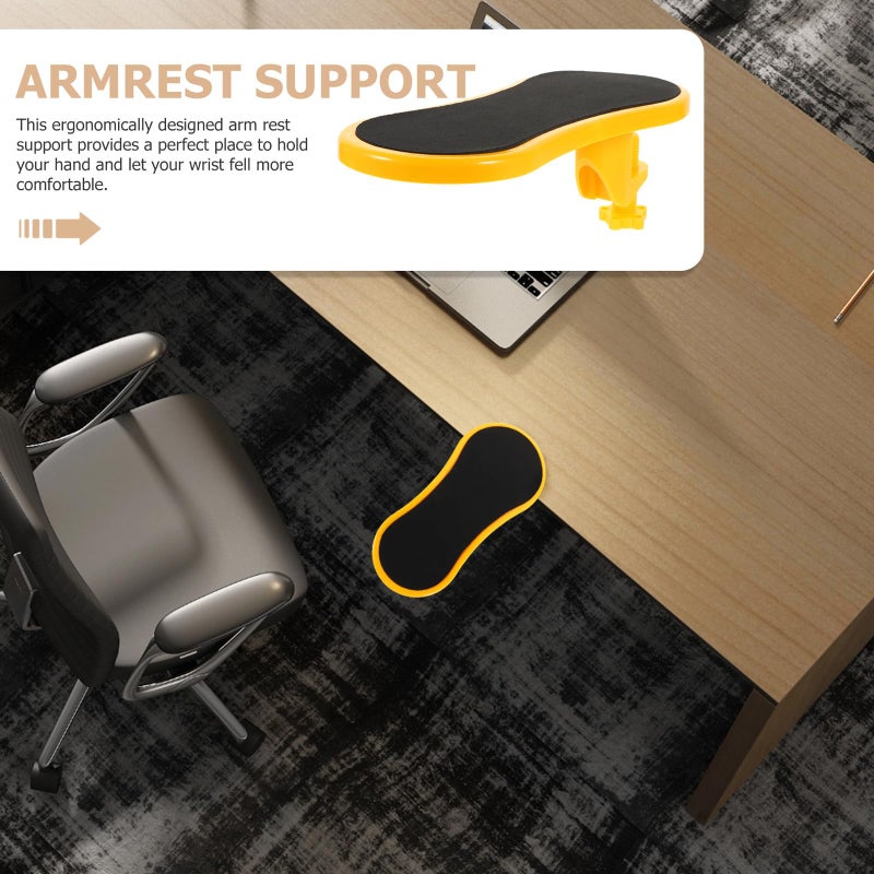 Adjustable Elbow Support Wrist Rest Desk Arm Rest With Fabric Surface Yellow Mouse Pad Extension - Image 4