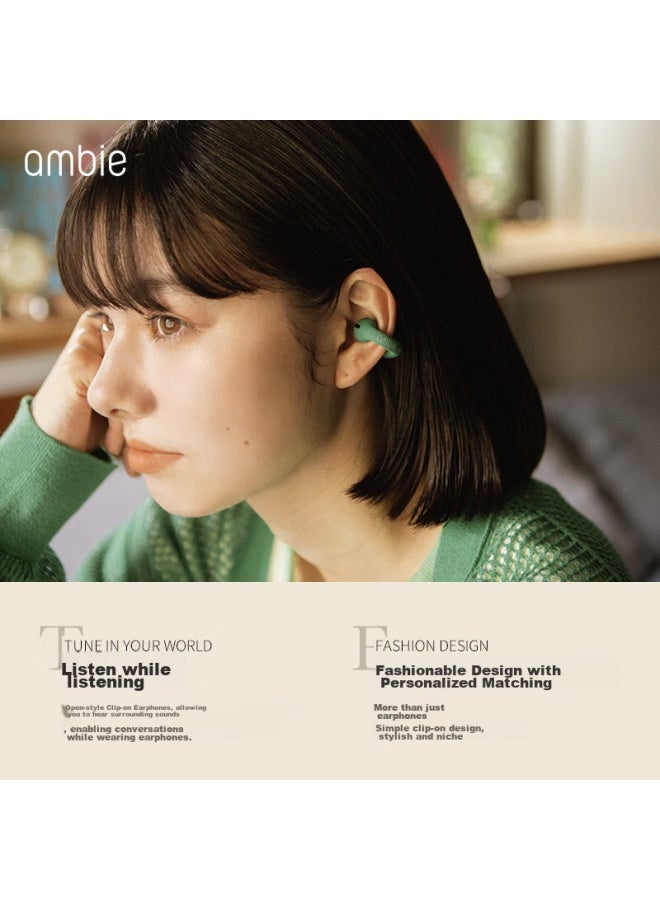 Ambie Ear Clip Bluetooth Headphones, Wireless Bluetooth Earphones Am-tw02, Classic White
