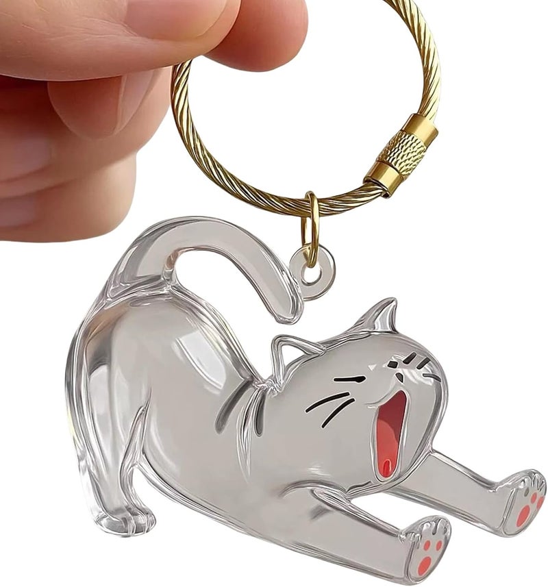 Clear Acrylic Cats Hair Collector with Cats Pendant Decoration Keychain Furs Container for Travel Friendly Shape Pet Memorial Box - Image 4