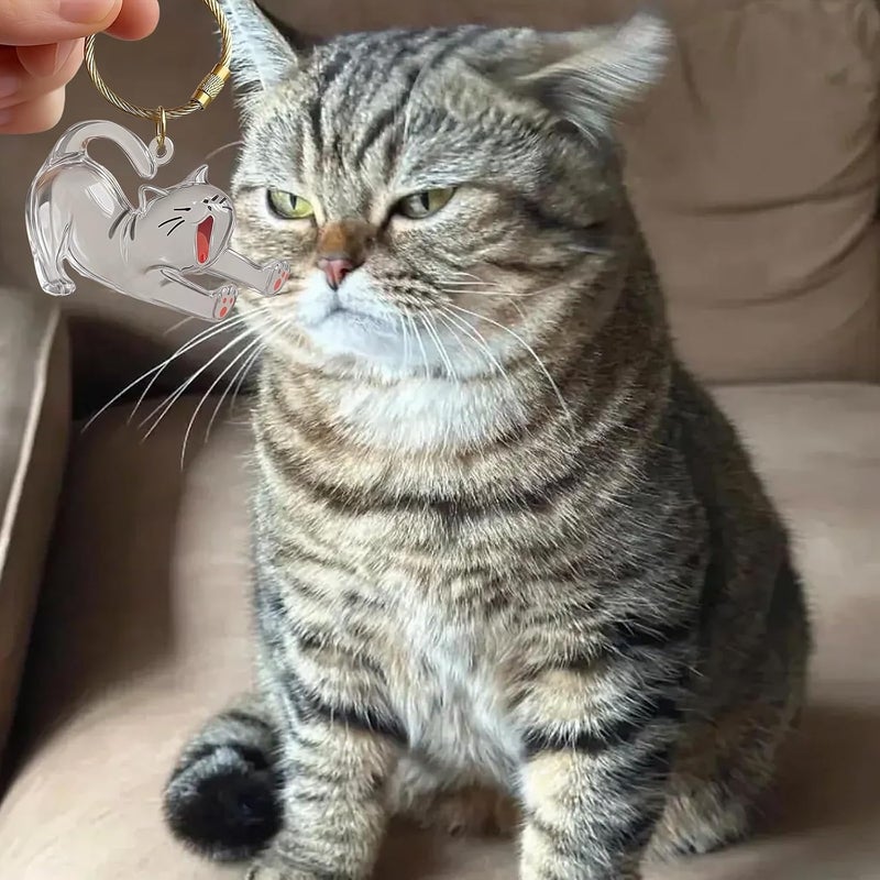 Clear Acrylic Cats Hair Collector with Cats Pendant Decoration Keychain Furs Container for Travel Friendly Shape Pet Memorial Box - Image 5