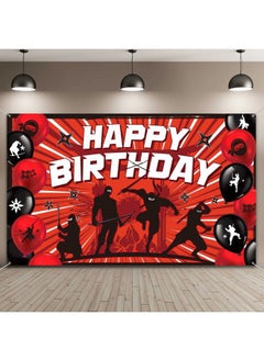 Tatuo Ninja Birthday Party Supplies - Ninja Backdrop, Party Favors, Birthday Banner Multicolor, 70.8 x 43.3 Inch, Includes White Long Rope  - Image 1
