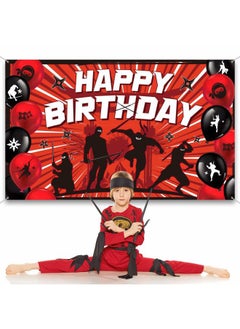 Tatuo Ninja Birthday Party Supplies - Ninja Backdrop, Party Favors, Birthday Banner Multicolor, 70.8 x 43.3 Inch, Includes White Long Rope  - Image 4