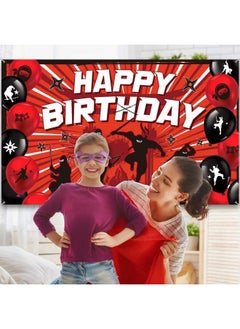 Tatuo Ninja Birthday Party Supplies - Ninja Backdrop, Party Favors, Birthday Banner Multicolor, 70.8 x 43.3 Inch, Includes White Long Rope  - Image 5