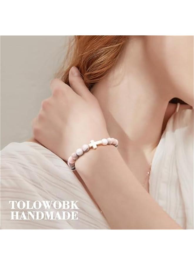 Arabest Teen Girl Gifts Trendy Stuff Cute Cross Bracelet Religious Christian Gifts for Women WWJD Bracelets for Kids, Girls Birthday  Gifts Jesus Catholic Communion Baptism Easter Gifts - Image 2